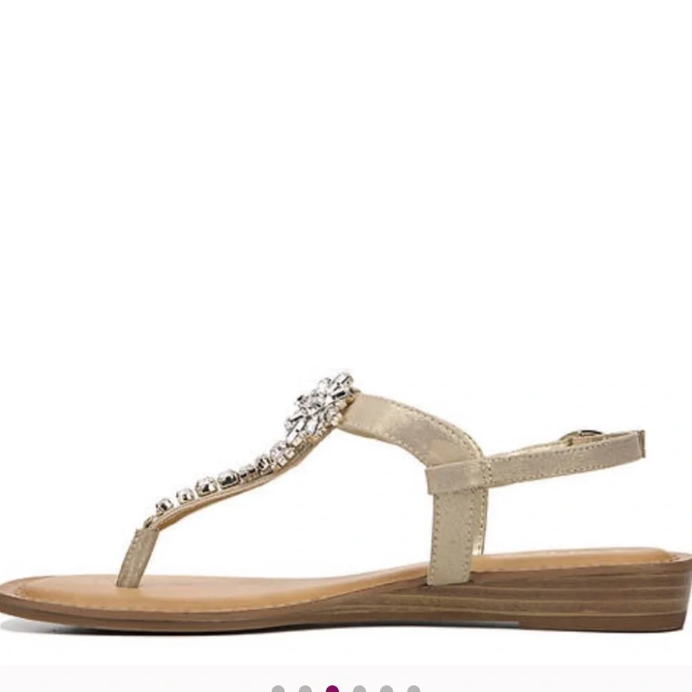 Carlos Santana Tamron Rhinestone Gold Wedge Sandals, Sz 7 - Picture 4 of 10